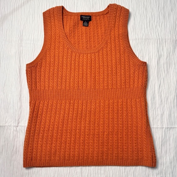 American Eagle Outfitters Sweaters - American Eagle Sweater Vest Cable Knit Orange Lambs Wool Womens Large READ ME